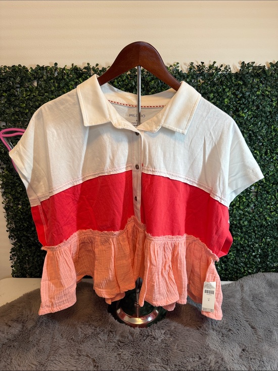 Pilcro Tops - NWT Pilcro Colorblock Peplum Polo Top size medium